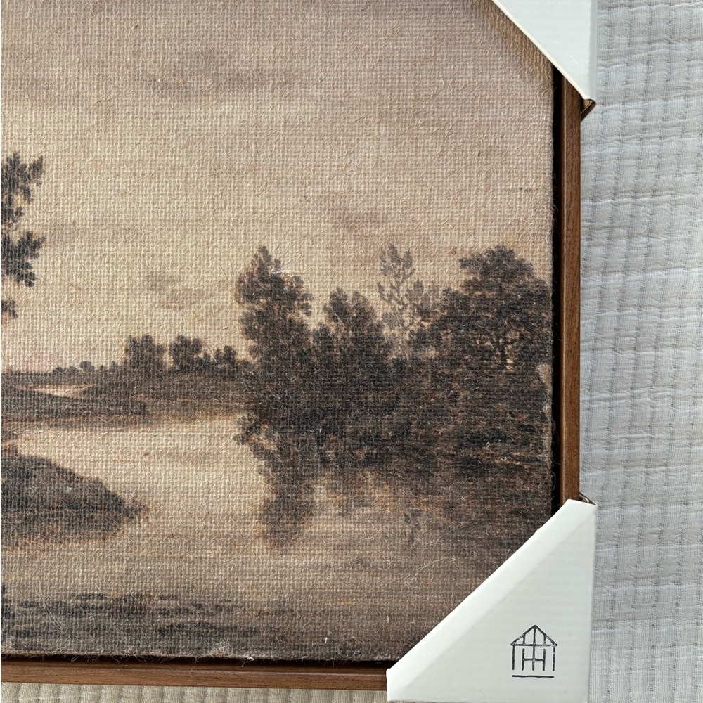 Hearth & Hand with Magnolia Horizontal Landscape Lake Burlap Framed Wall Art - Picture 4 of 16